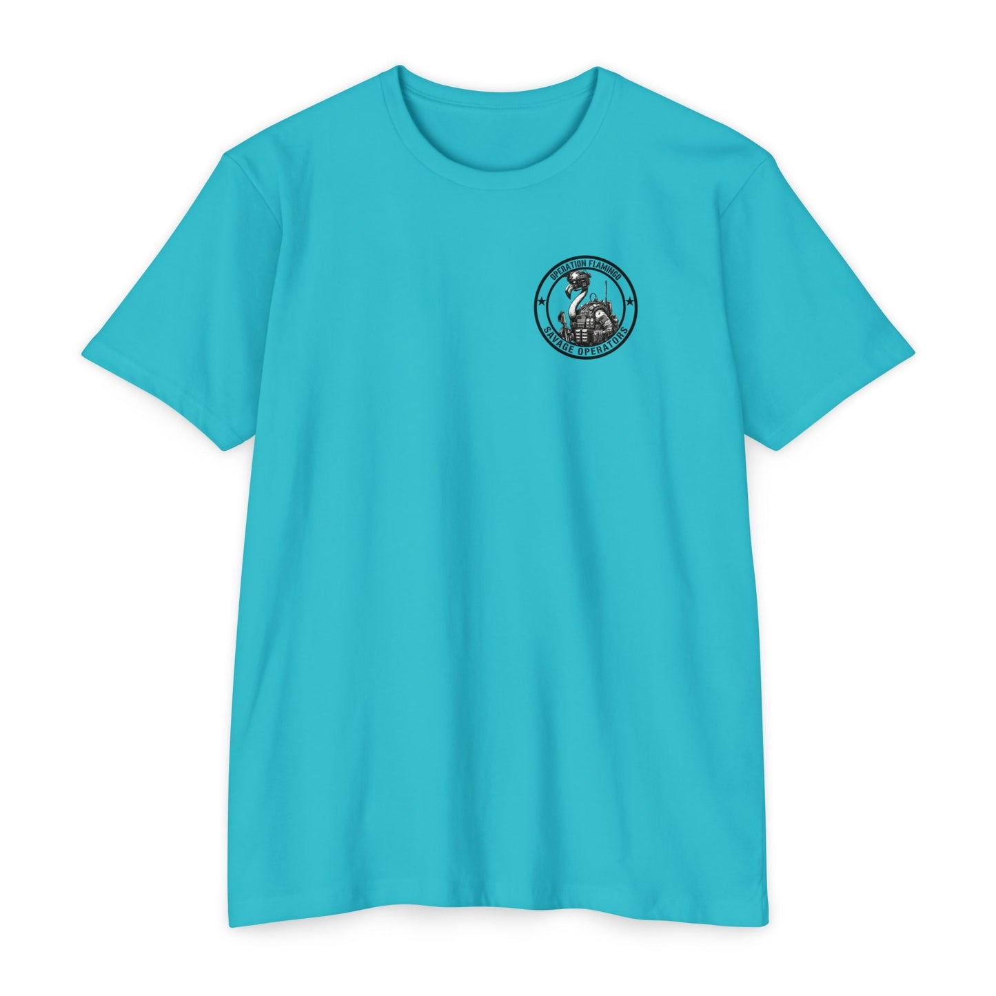 Operation Flamingo 'Savage Operators' Graphic T-Shirt Back Print - Savage Operators Tactical Tee | T-Shirt | Savage Operators Clothing | Patriotic Apparel | Military Humor | High Quality Dark Heather Grey