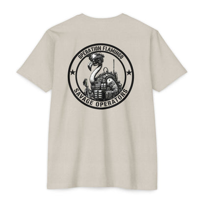Operation Flamingo 'Savage Operators' Graphic T-Shirt Back Print - Savage Operators Tactical Tee | T-Shirt | Savage Operators Clothing | Patriotic Apparel | Military Humor | High Quality CVC Sand