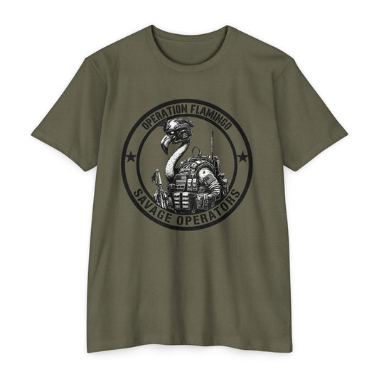 Operation Flamingo Shirt | Savage Operators Tactical Apparel - Savage Operators Tactical Tee | T-Shirt | Savage Operators Clothing | Patriotic Apparel | Military Humor | High Quality CVC Military Green