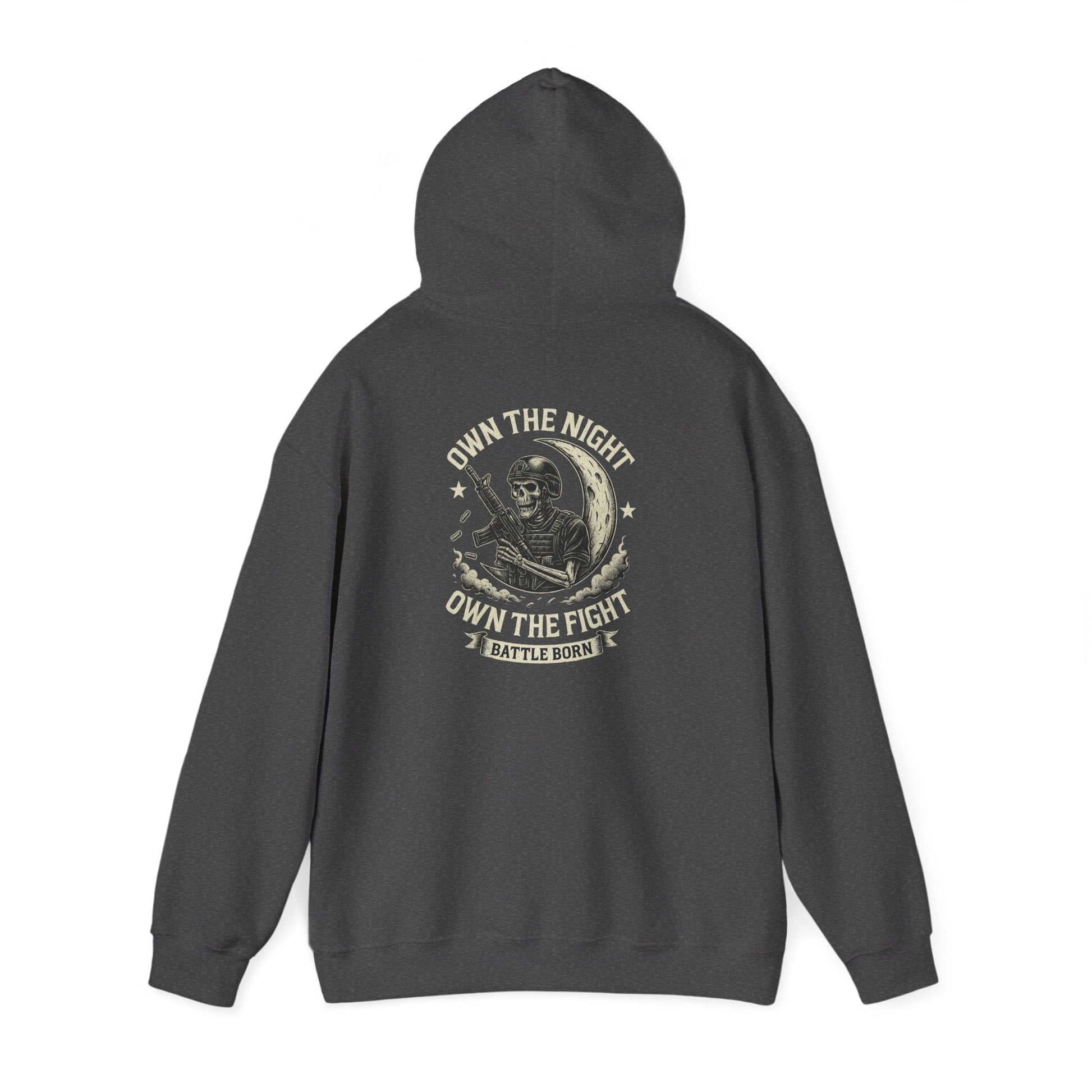 Own the Night Own the Fight Hoodie — Vintage Warrior Moon Graphic Pullover - Savage Operators Tactical Tee | Hoodie | Savage Operators Clothing | Patriotic Apparel | Military Humor | High Quality S