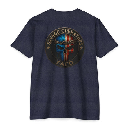 Patriotic FAFO Skull Shirt – American Flag Cross & Crown Design | Tactical Christian 2A Tee - Savage Operators Tactical Tee | T-Shirt | Savage Operators Clothing | Patriotic Apparel | Military Humor | High Quality CVC Black