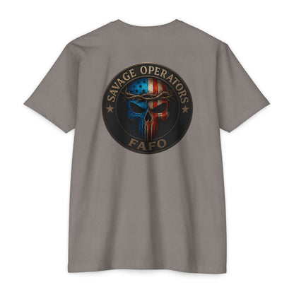 Patriotic FAFO Skull Shirt – American Flag Cross & Crown Design | Tactical Christian 2A Tee - Savage Operators Tactical Tee | T-Shirt | Savage Operators Clothing | Patriotic Apparel | Military Humor | High Quality CVC Black