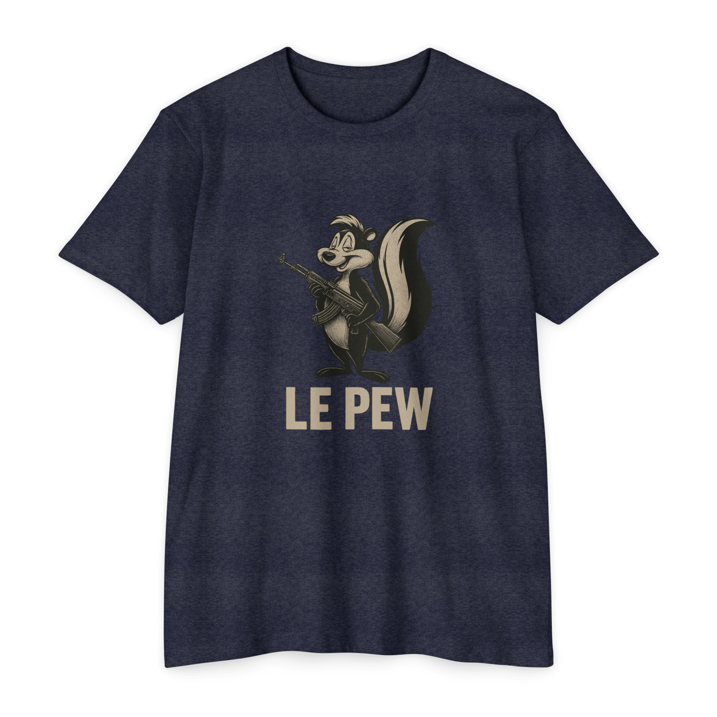 Pew Tee FRONT PRINT | Funny AK Skunk Shirt for Gun Owners & Degenerates with Humor - Savage Operators Tactical Tee | T-Shirt | Savage Operators Clothing | Patriotic Apparel | Military Humor | High Quality CVC Black