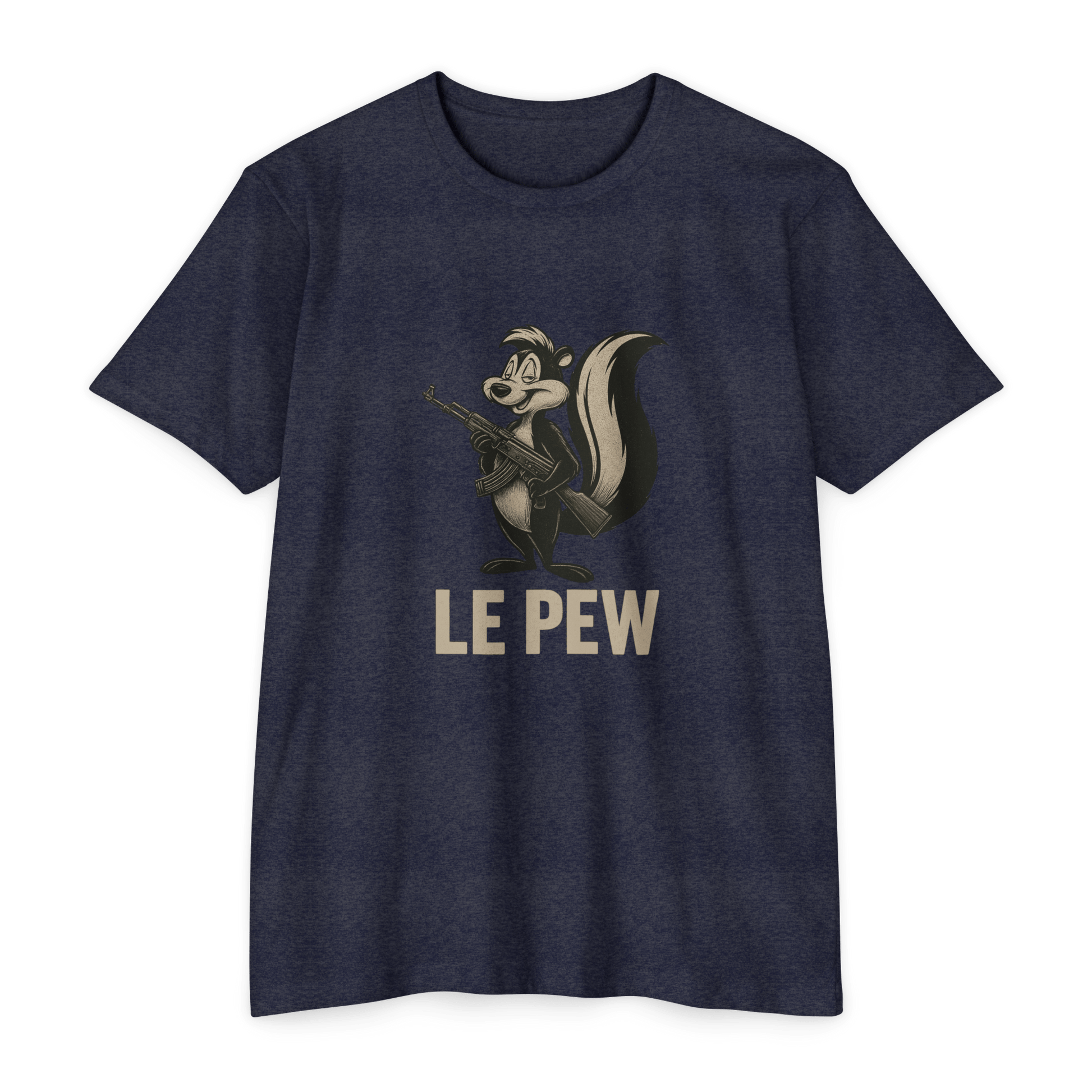 Pew Tee FRONT PRINT | Funny AK Skunk Shirt for Gun Owners & Degenerates with Humor - Savage Operators Tactical Tee | T-Shirt | Savage Operators Clothing | Patriotic Apparel | Military Humor | High Quality CVC Black