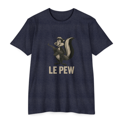 Pew Tee FRONT PRINT | Funny AK Skunk Shirt for Gun Owners & Degenerates with Humor - Savage Operators Tactical Tee | T-Shirt | Savage Operators Clothing | Patriotic Apparel | Military Humor | High Quality CVC Black