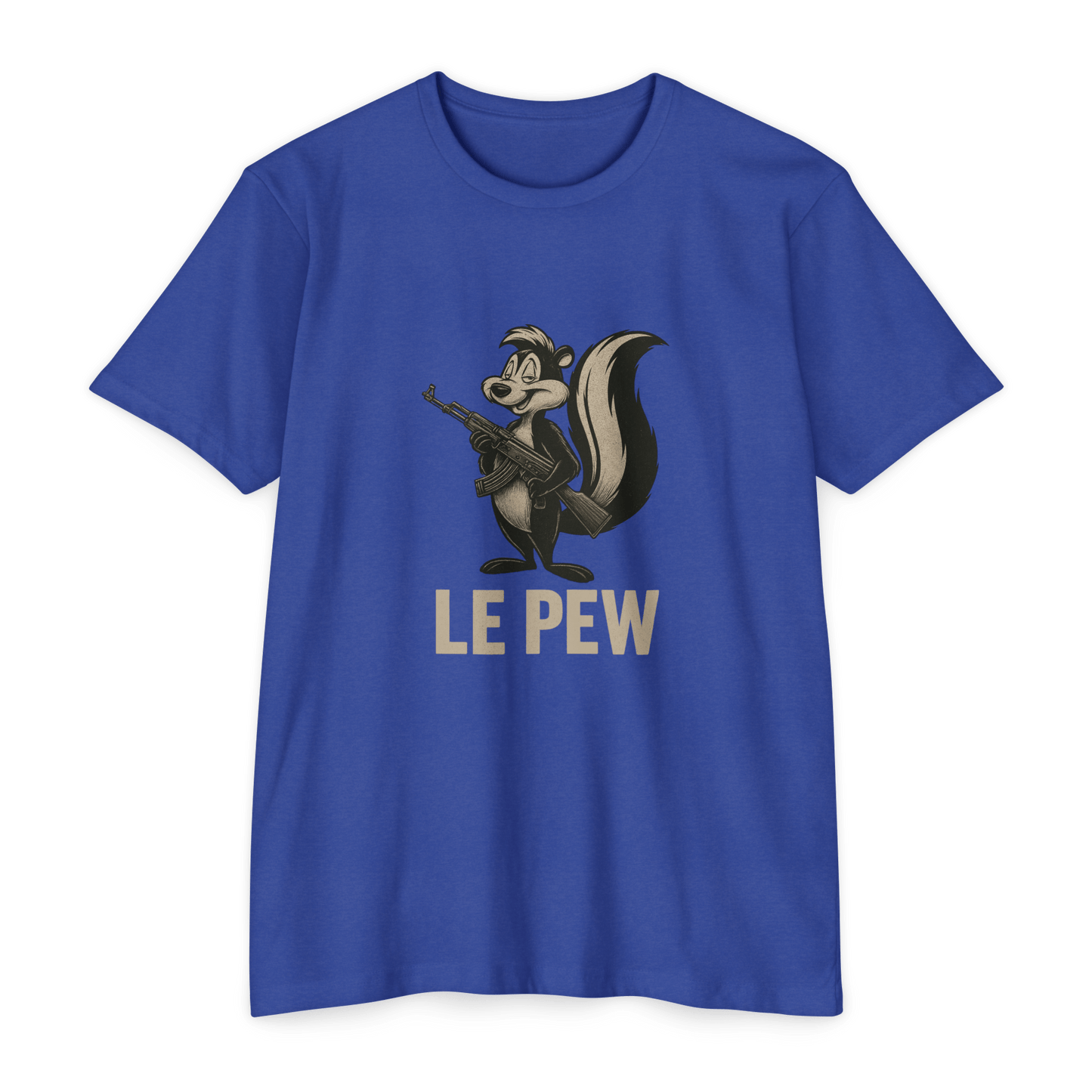 Pew Tee FRONT PRINT | Funny AK Skunk Shirt for Gun Owners & Degenerates with Humor - Savage Operators Tactical Tee | T-Shirt | Savage Operators Clothing | Patriotic Apparel | Military Humor | High Quality CVC Black