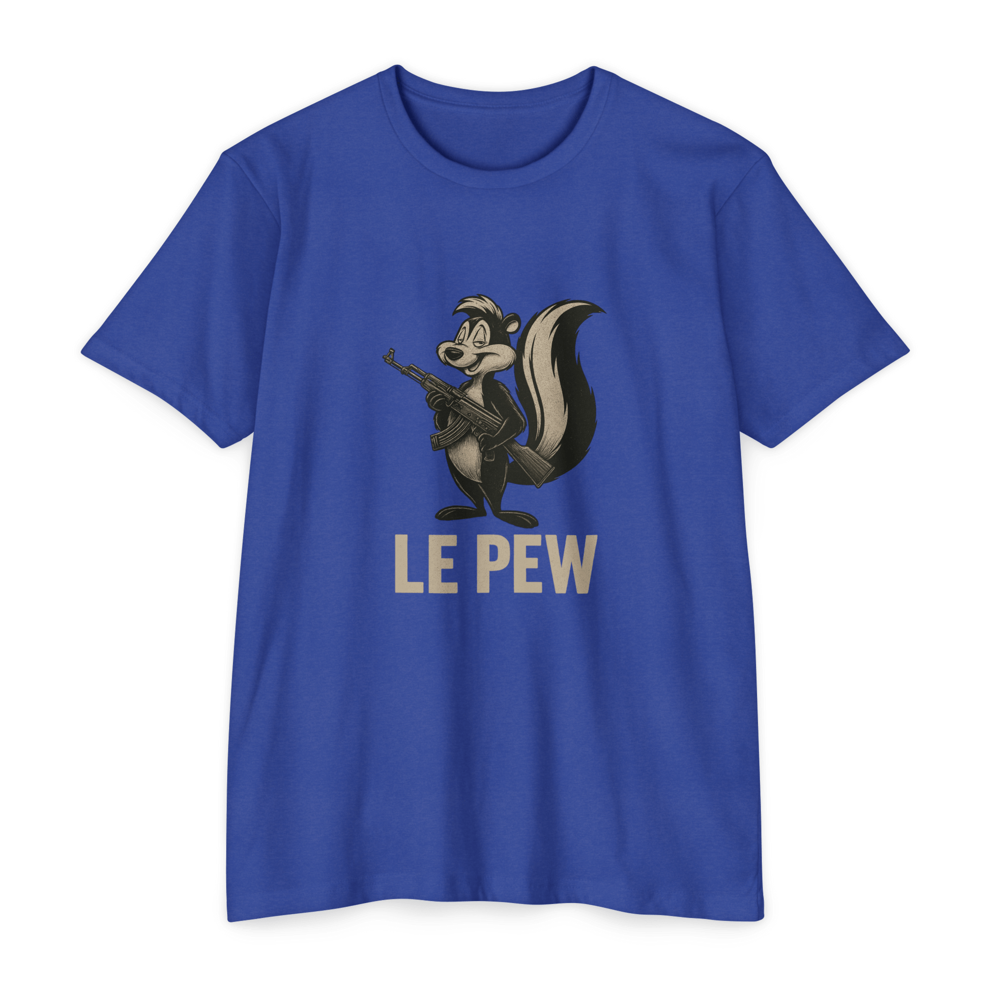 Pew Tee FRONT PRINT | Funny AK Skunk Shirt for Gun Owners & Degenerates with Humor - Savage Operators Tactical Tee | T-Shirt | Savage Operators Clothing | Patriotic Apparel | Military Humor | High Quality CVC Black