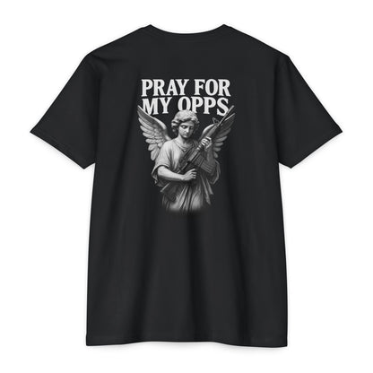 Pray For My Opps – Angel Graphic BACK PRINT - Savage Operators Tactical Tee | T-Shirt | Savage Operators Clothing | Patriotic Apparel | Military Humor | High Quality CVC Black