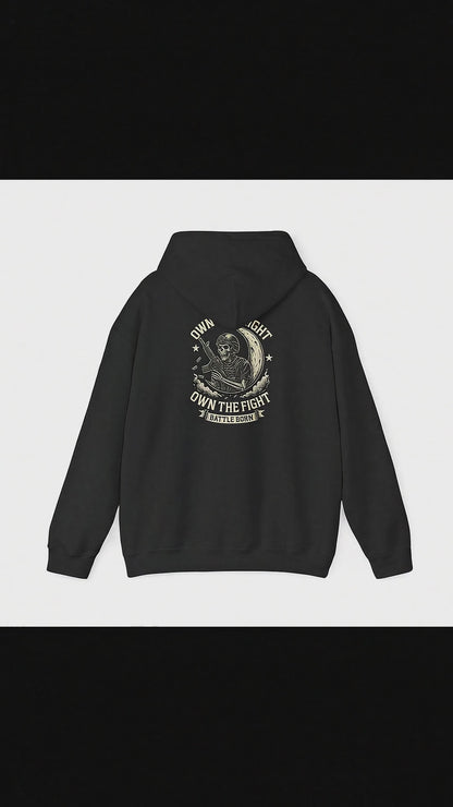 Own the Night Own the Fight Hoodie — Vintage Warrior Moon Graphic Pullover