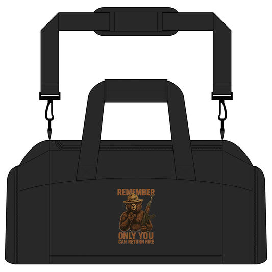 Remember Only You Can Return Fire Gym Bag — Military - Inspired Tactical Duffle for Veterans & Shooting Enthusiasts - Savage Operators Tactical Tee | Bags | Savage Operators Clothing | Patriotic Apparel | Military Humor | High Quality Black