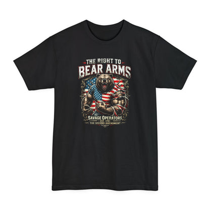 Right to Bear Arms Big & Tall Shirt – Patriotic Second Amendment Bear XLT Tee - Savage Operators Tactical Tee | T-Shirt | Savage Operators Clothing | Patriotic Apparel | Military Humor | High Quality Black