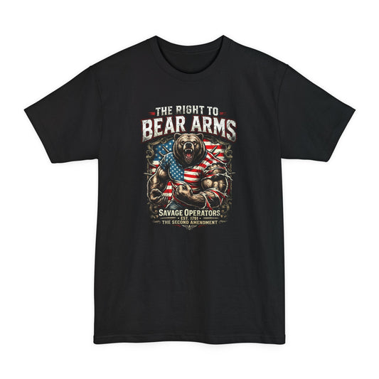 Right to Bear Arms Big & Tall Shirt – Patriotic Second Amendment Bear XLT Tee - Savage Operators Tactical Tee | T-Shirt | Savage Operators Clothing | Patriotic Apparel | Military Humor | High Quality Black