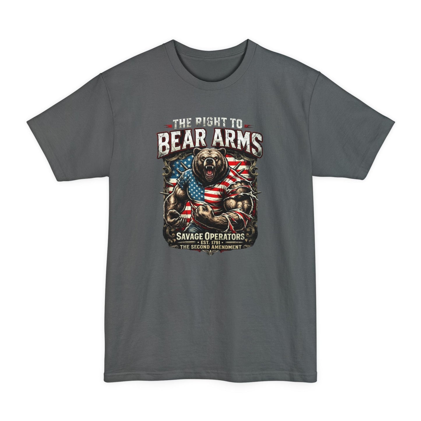 Right to Bear Arms Big & Tall Shirt – Patriotic Second Amendment Bear XLT Tee - Savage Operators Tactical Tee | T-Shirt | Savage Operators Clothing | Patriotic Apparel | Military Humor | High Quality Navy