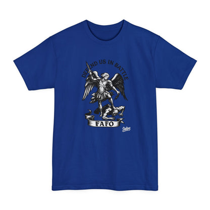 Saint Michael 'Defend Us in Battle' T-Shirt - XLT - Savage Operators Tactical Tee | T-Shirt | Savage Operators Clothing | Patriotic Apparel | Military Humor | High Quality Deep Royal