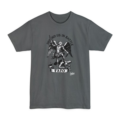 Saint Michael 'Defend Us in Battle' T-Shirt - XLT - Savage Operators Tactical Tee | T-Shirt | Savage Operators Clothing | Patriotic Apparel | Military Humor | High Quality Deep Red