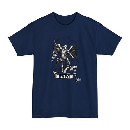 Saint Michael 'Defend Us in Battle' T-Shirt - XLT - Savage Operators Tactical Tee | T-Shirt | Savage Operators Clothing | Patriotic Apparel | Military Humor | High Quality Navy