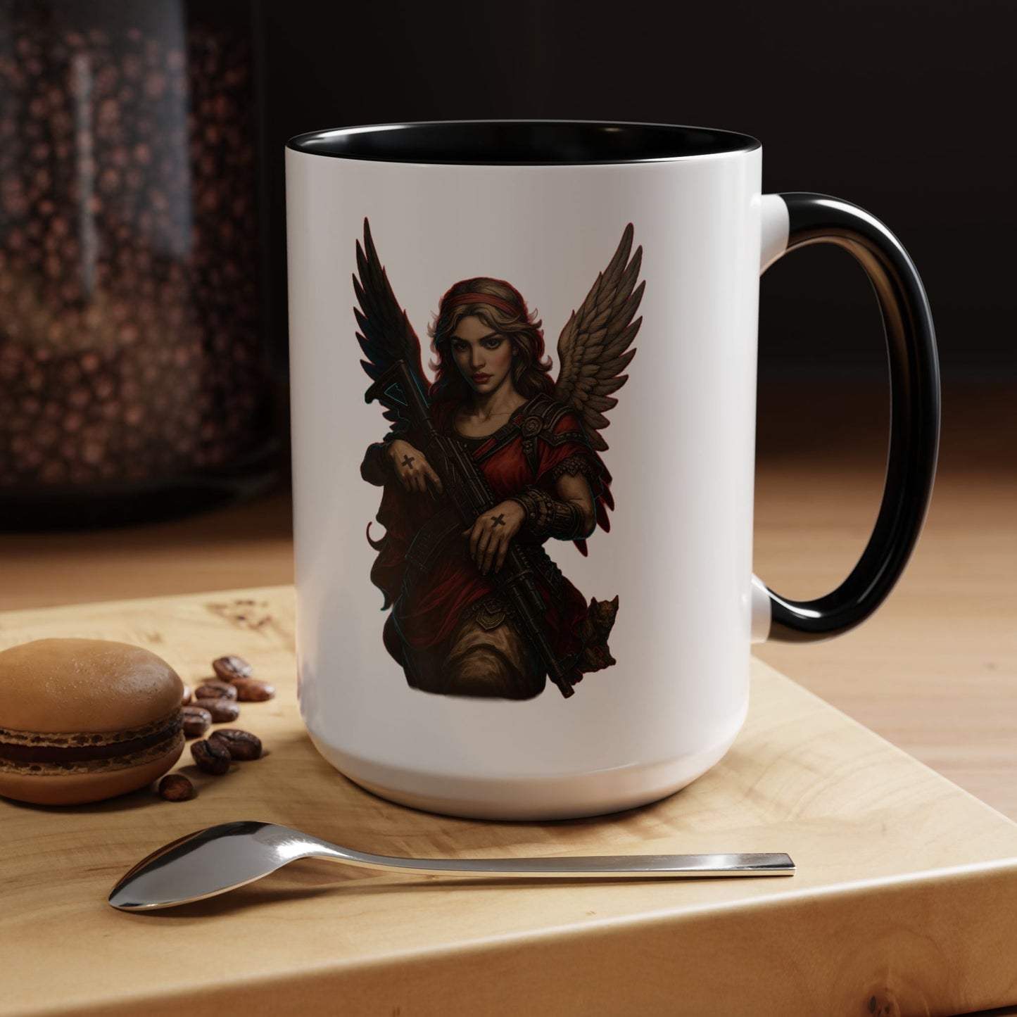 Savage Angel Coffee Mug — Gothic Warrior Winged Protector Accent Mug - Savage Operators Tactical Tee | Mug | Savage Operators Clothing | Patriotic Apparel | Military Humor | High Quality 15oz
