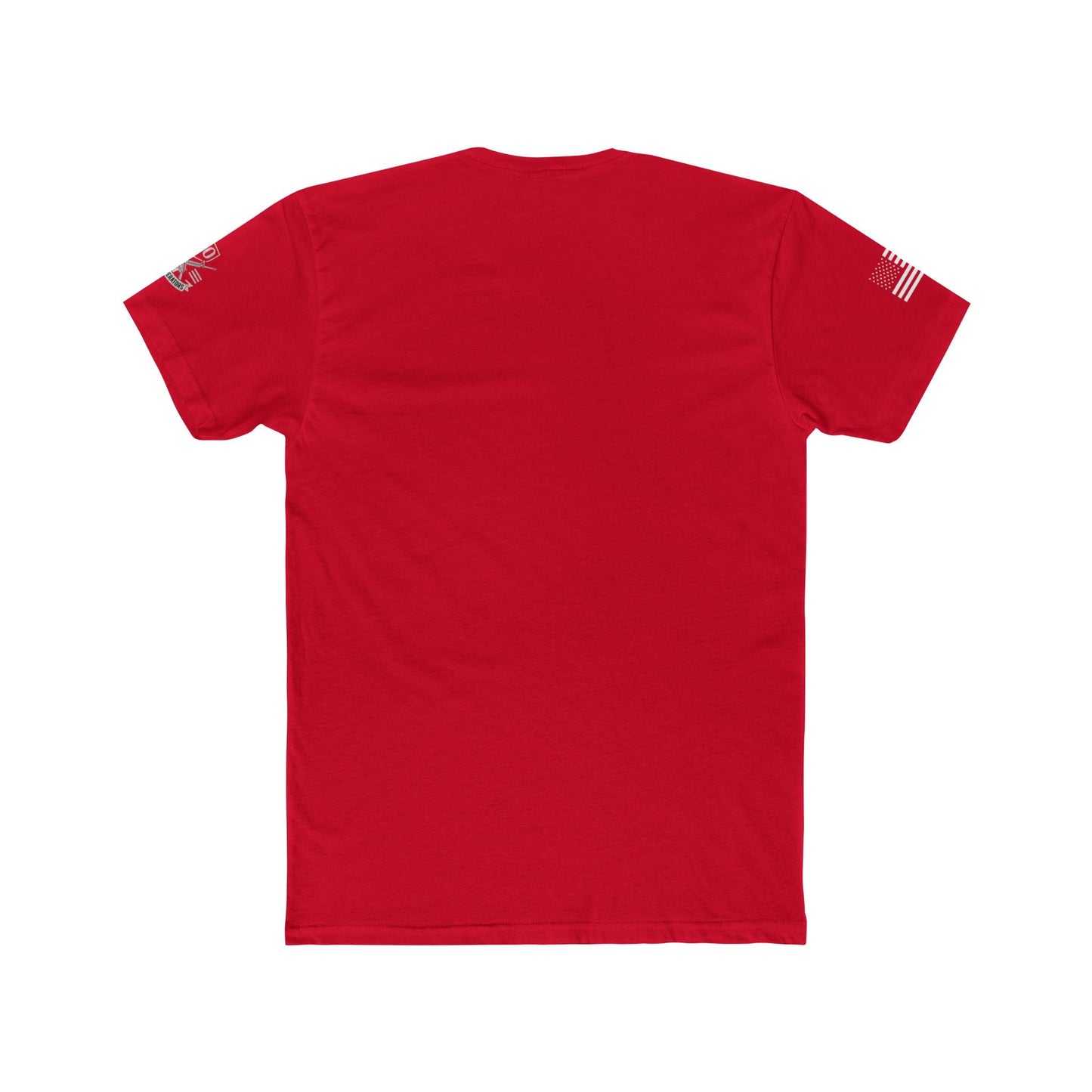 Savage Operators • American Flag Sleeve & Logo Tactical Tee - Savage Operators Tactical Tee | T-Shirt | Savage Operators Clothing | Patriotic Apparel | Military Humor | High Quality Solid Red