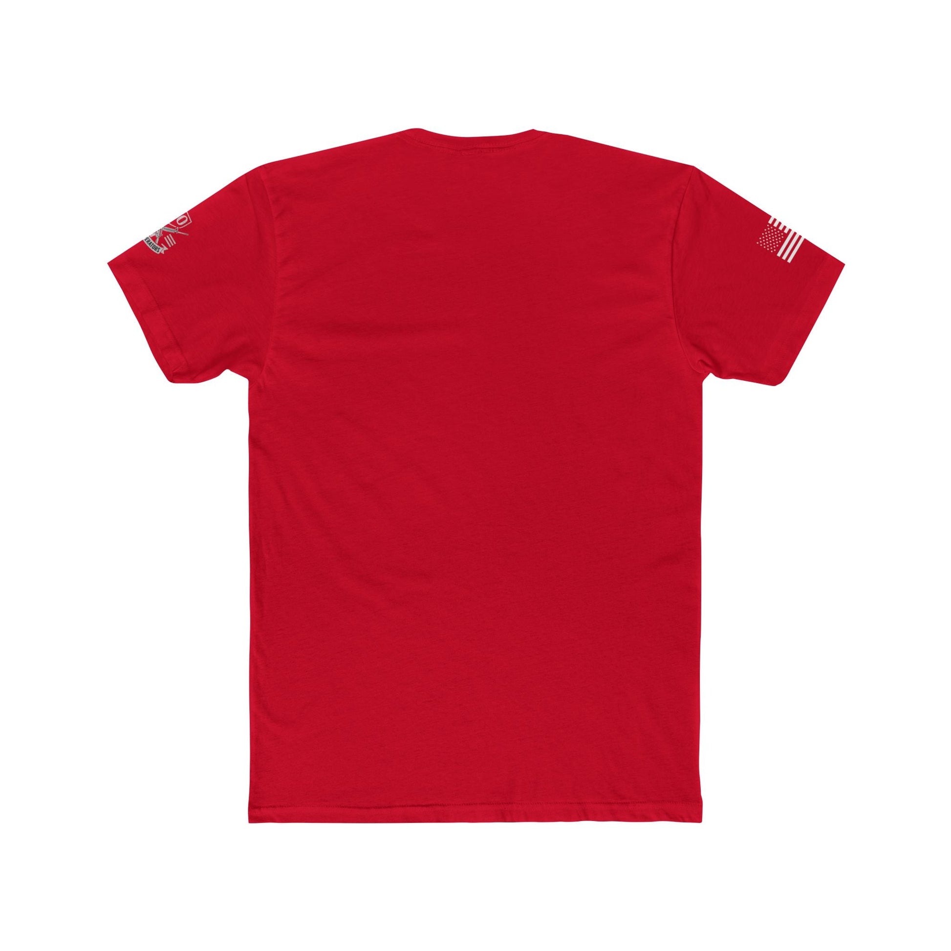 Savage Operators • American Flag Sleeve & Logo Tactical Tee - Savage Operators Tactical Tee | T-Shirt | Savage Operators Clothing | Patriotic Apparel | Military Humor | High Quality Solid Red