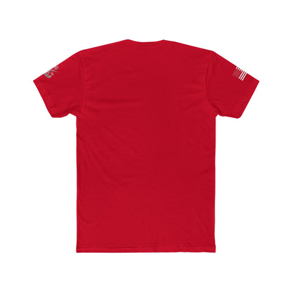 Savage Operators • American Flag Sleeve & Logo Tactical Tee - Savage Operators Tactical Tee | T-Shirt | Savage Operators Clothing | Patriotic Apparel | Military Humor | High Quality Solid Red