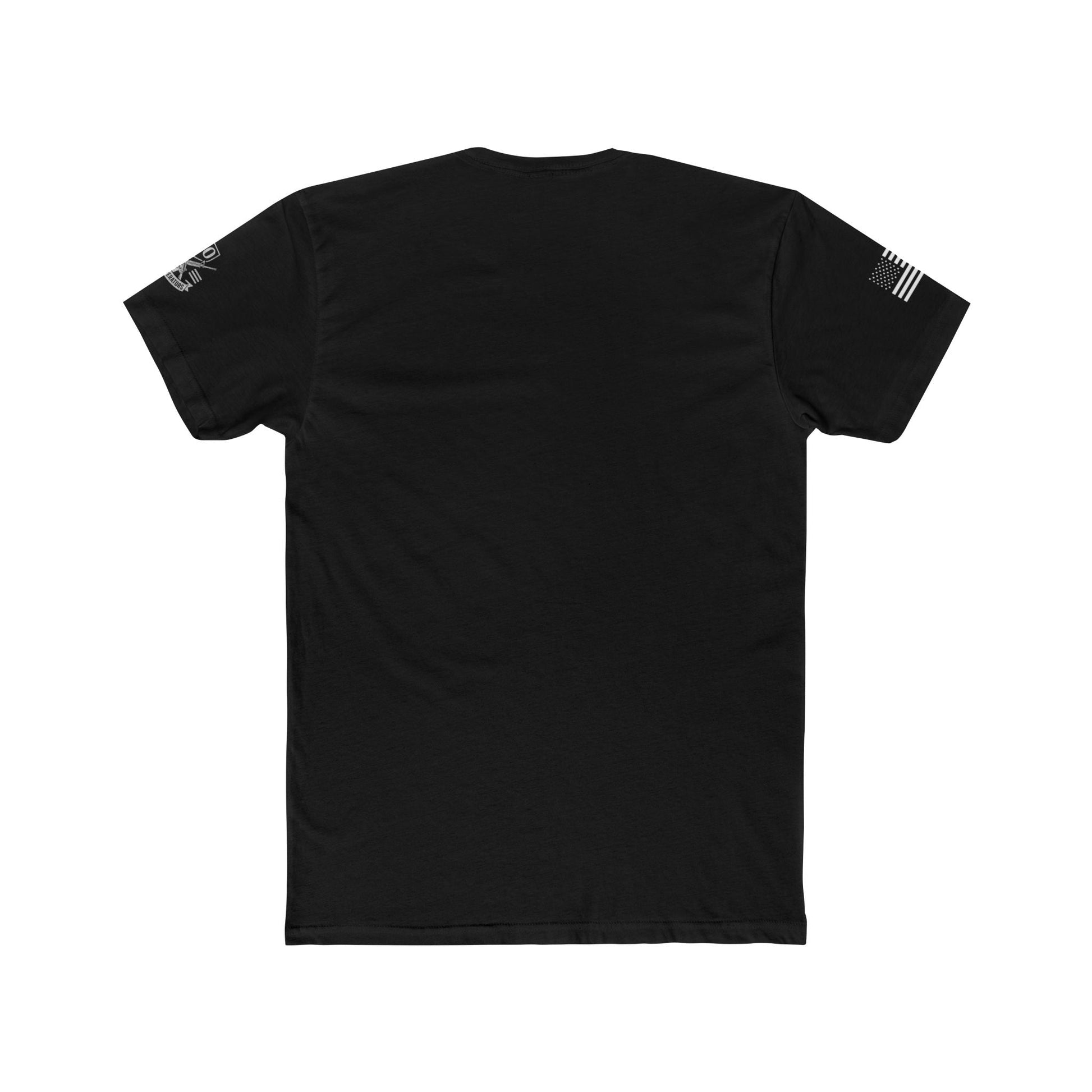 Savage Operators • American Flag Sleeve & Logo Tactical Tee - Savage Operators Tactical Tee | T-Shirt | Savage Operators Clothing | Patriotic Apparel | Military Humor | High Quality Solid Red