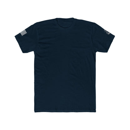 Savage Operators • American Flag Sleeve & Logo Tactical Tee - Savage Operators Tactical Tee | T-Shirt | Savage Operators Clothing | Patriotic Apparel | Military Humor | High Quality Solid Midnight Navy