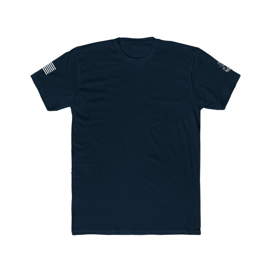 Savage Operators • American Flag Sleeve & Logo Tactical Tee - Savage Operators Tactical Tee | T-Shirt | Savage Operators Clothing | Patriotic Apparel | Military Humor | High Quality Solid Midnight Navy