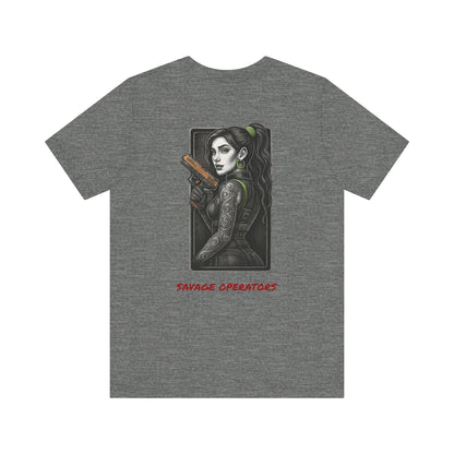 Savage Operators Angel Girl 1 Graphic Tee, Premium High Quality - BACK PRINT - Savage Operators Tactical Tee | T-Shirt | Savage Operators Clothing | Patriotic Apparel | Military Humor | High Quality Deep Heather