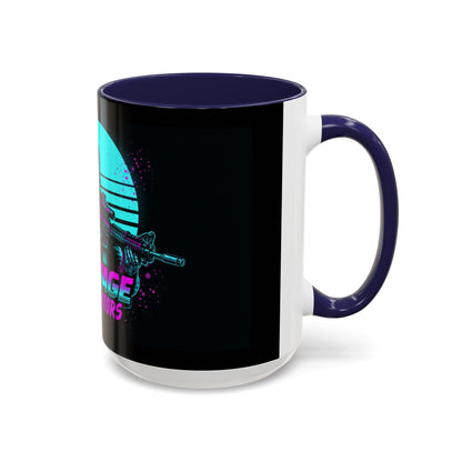 Savage Operators Coffee Mug — Neon Retro Tactical Skull Design 16oz - Savage Operators Tactical Tee | Mug | Savage Operators Clothing | Patriotic Apparel | Military Humor | High Quality 15oz