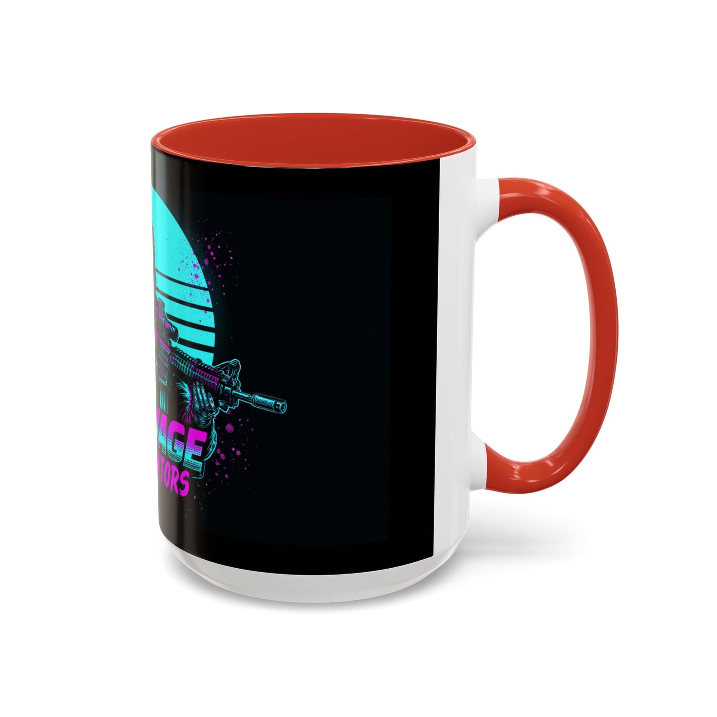Savage Operators Coffee Mug — Neon Retro Tactical Skull Design 16oz - Savage Operators Tactical Tee | Mug | Savage Operators Clothing | Patriotic Apparel | Military Humor | High Quality 15oz