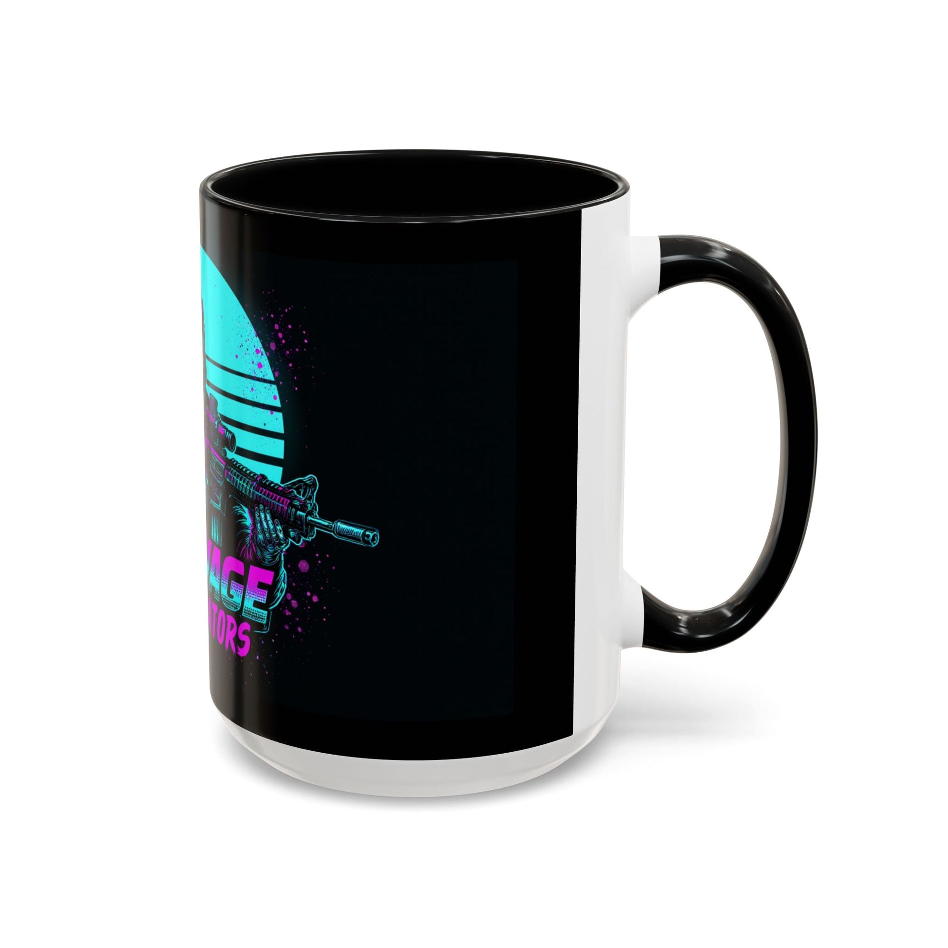 Savage Operators Coffee Mug — Neon Retro Tactical Skull Design 16oz - Savage Operators Tactical Tee | Mug | Savage Operators Clothing | Patriotic Apparel | Military Humor | High Quality 15oz