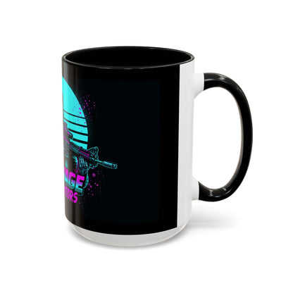 Savage Operators Coffee Mug — Neon Retro Tactical Skull Design 16oz - Savage Operators Tactical Tee | Mug | Savage Operators Clothing | Patriotic Apparel | Military Humor | High Quality 15oz