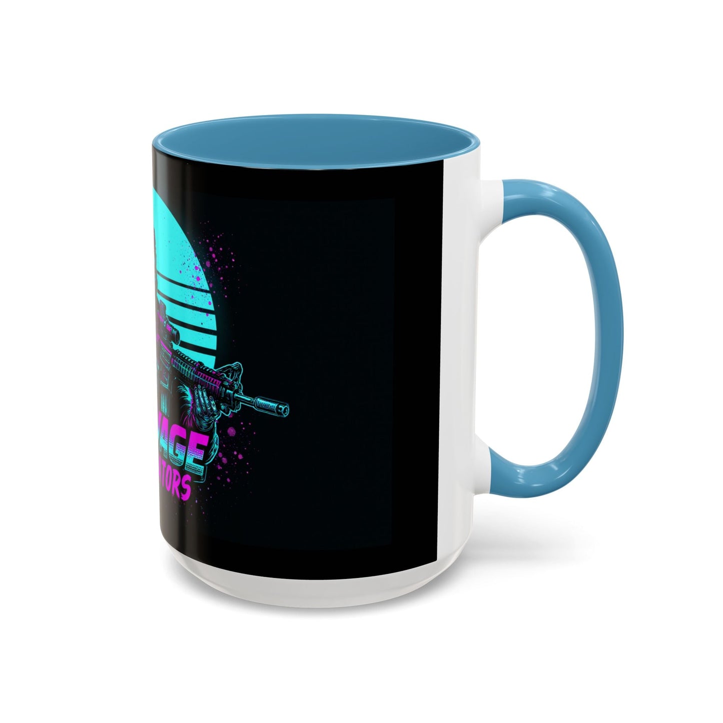 Savage Operators Coffee Mug — Neon Retro Tactical Skull Design 16oz - Savage Operators Tactical Tee | Mug | Savage Operators Clothing | Patriotic Apparel | Military Humor | High Quality 15oz
