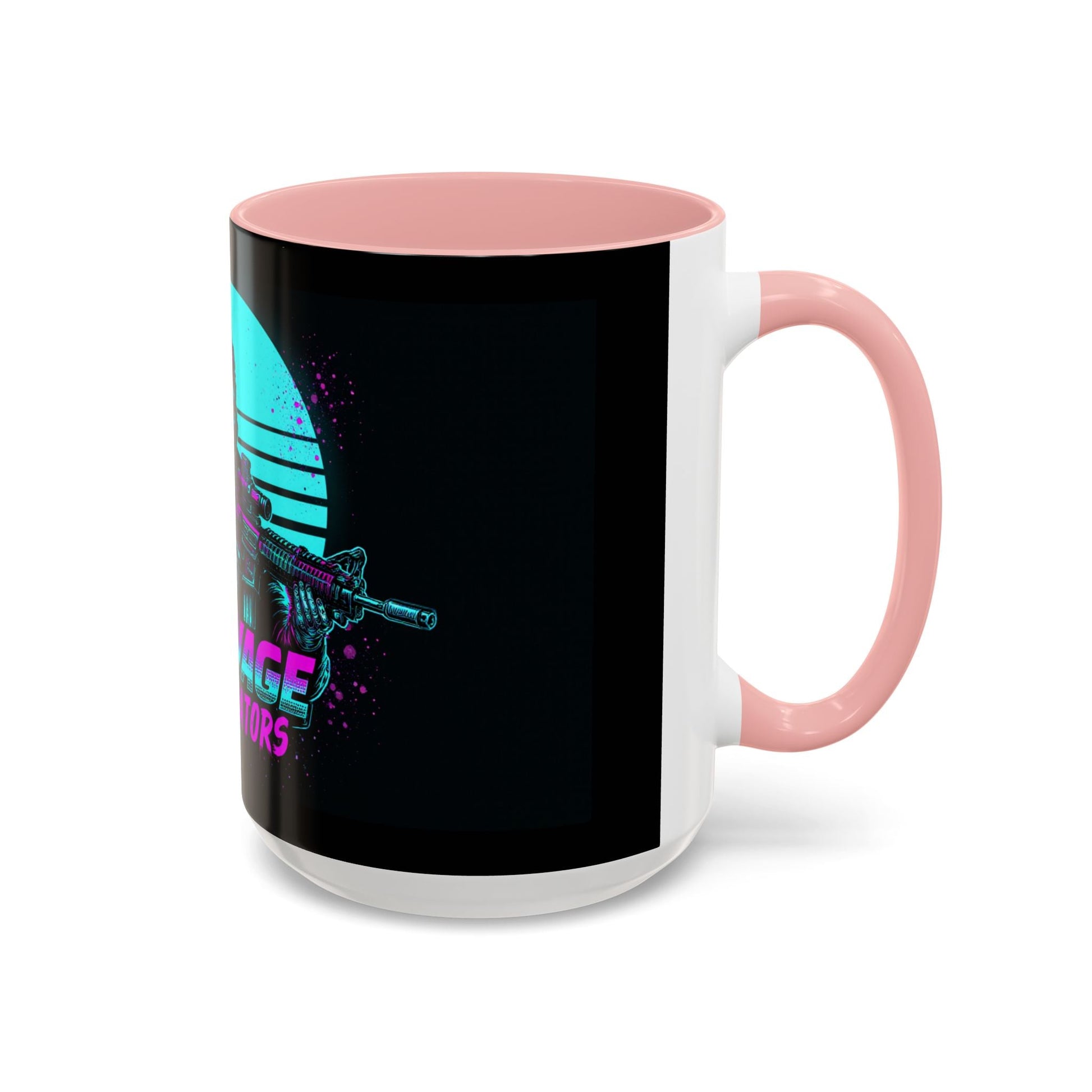 Savage Operators Coffee Mug — Neon Retro Tactical Skull Design 16oz - Savage Operators Tactical Tee | Mug | Savage Operators Clothing | Patriotic Apparel | Military Humor | High Quality 15oz