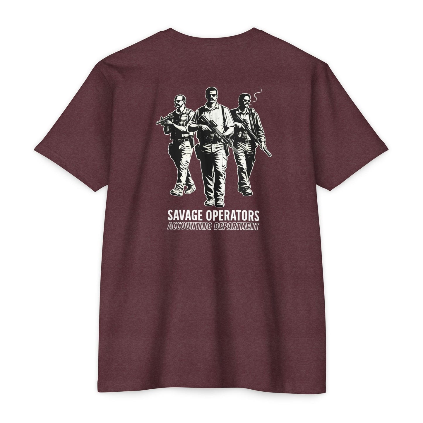 Savage Operators - Delta Accounting Department Tactical Operator Tee - Savage Operators Tactical Tee | T-Shirt | Savage Operators Clothing | Patriotic Apparel | Military Humor | High Quality Heather Maroon