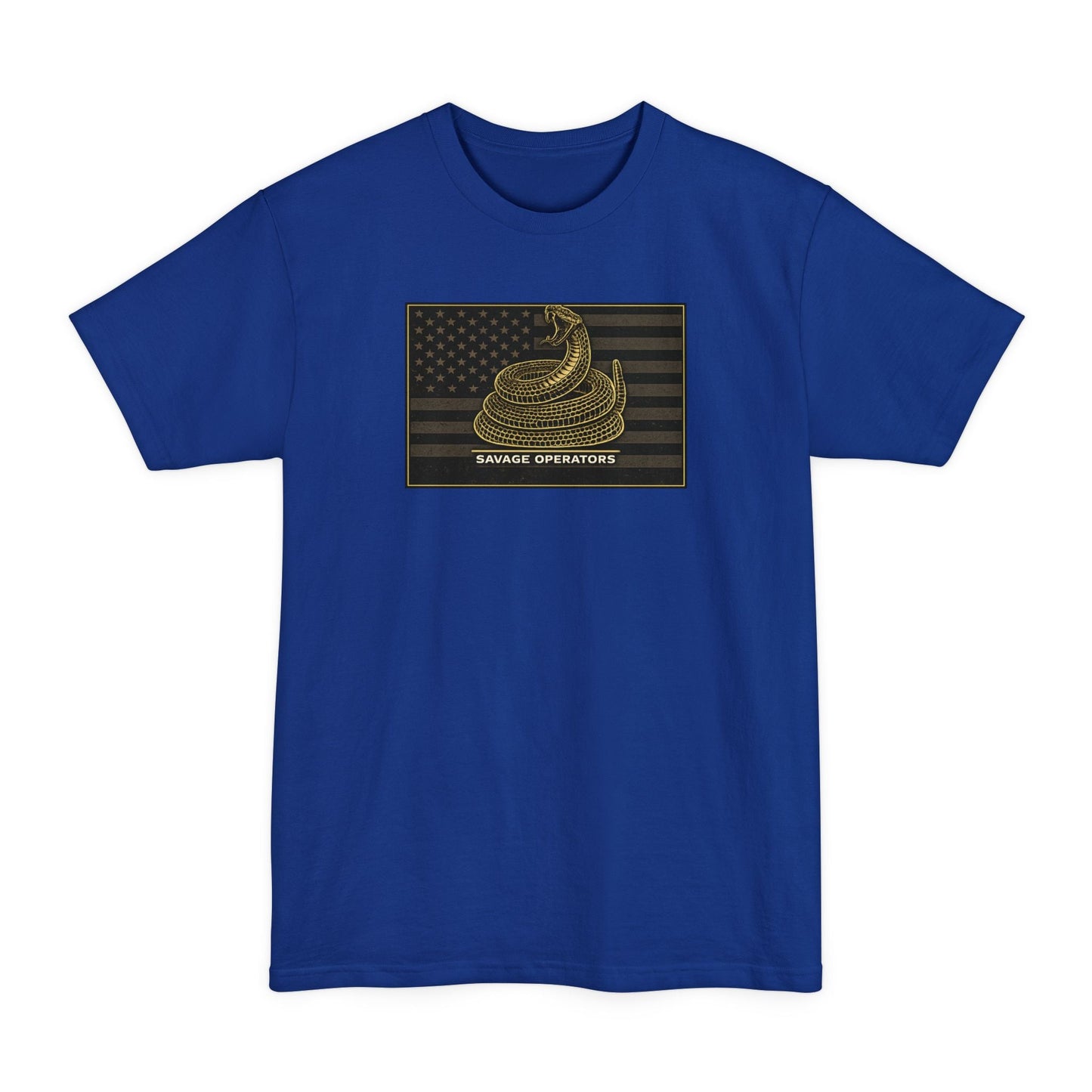 Savage Operators Dont Tread Weathered Flag T-Shirt - XLT Big & Tall - Savage Operators Tactical Tee | T-Shirt | Savage Operators Clothing | Patriotic Apparel | Military Humor | High Quality Deep Royal