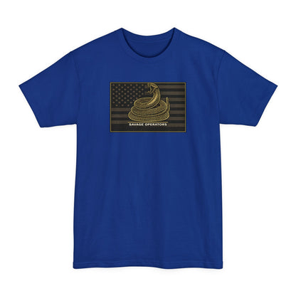 Savage Operators Dont Tread Weathered Flag T-Shirt - XLT Big & Tall - Savage Operators Tactical Tee | T-Shirt | Savage Operators Clothing | Patriotic Apparel | Military Humor | High Quality Deep Royal