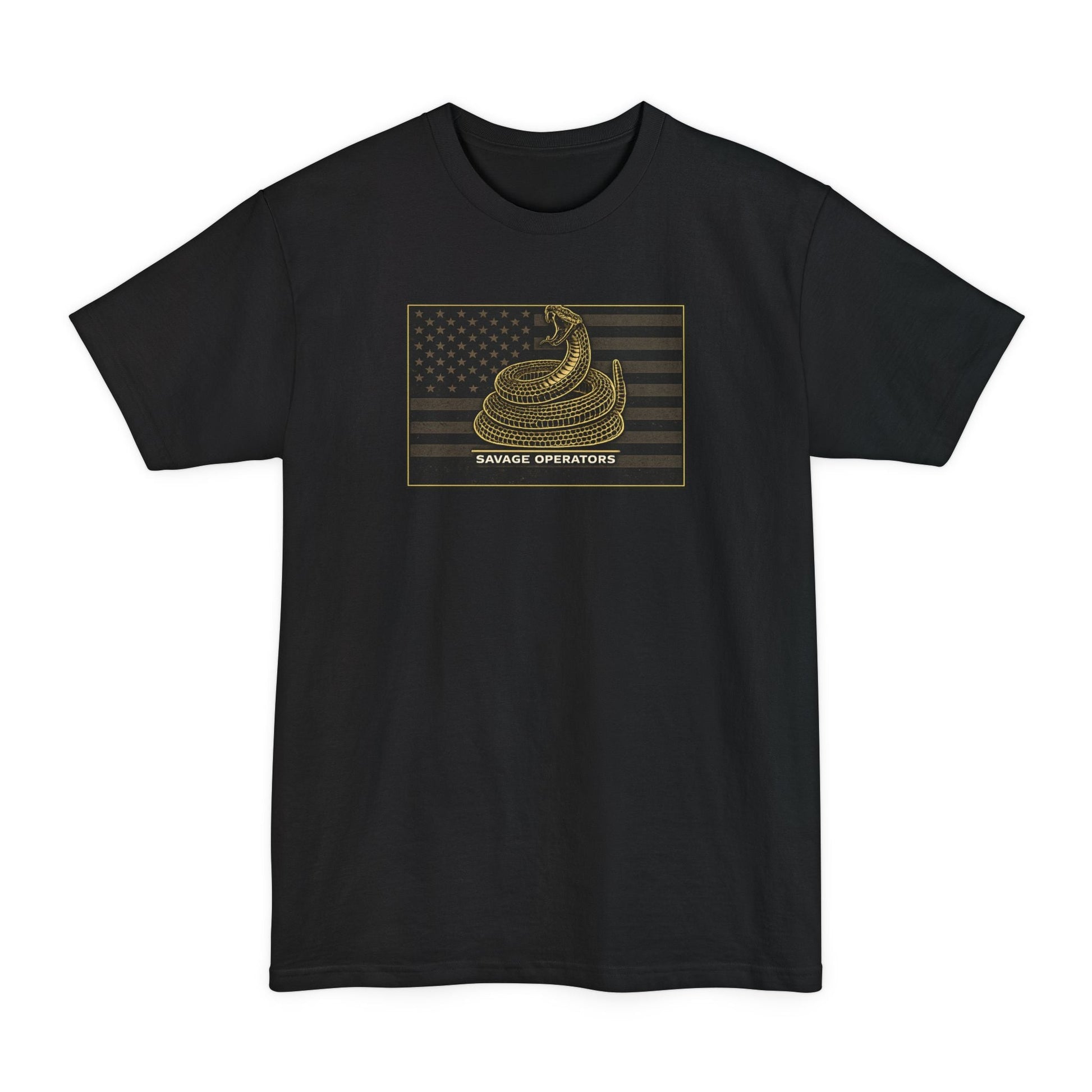 Savage Operators Dont Tread Weathered Flag T-Shirt - XLT Big & Tall - Savage Operators Tactical Tee | T-Shirt | Savage Operators Clothing | Patriotic Apparel | Military Humor | High Quality Black