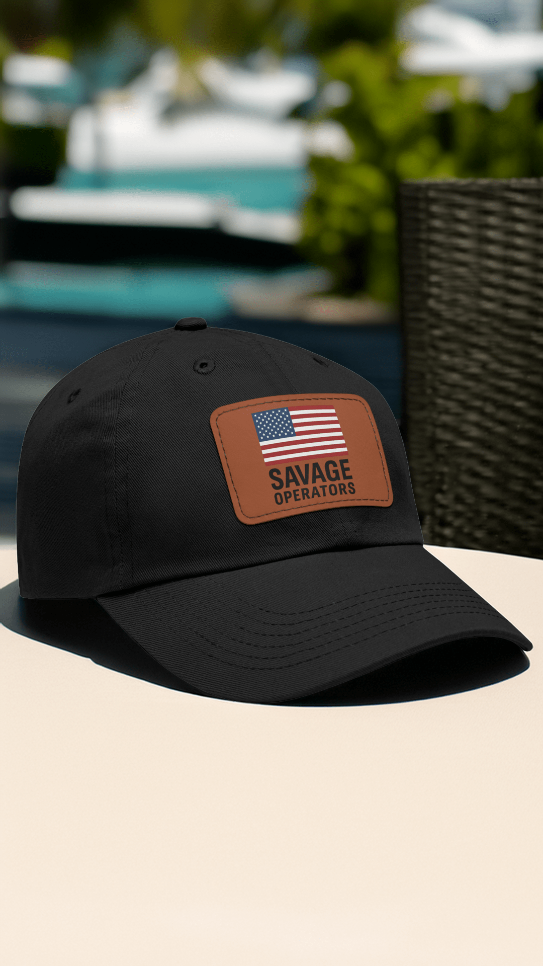 Savage Operators Flag Hat – Leather Patch American Flag Cap (Multi - Color Options) - Savage Operators Tactical Tee | Hats | Savage Operators Clothing | Patriotic Apparel | Military Humor | High Quality Red / Grey patch