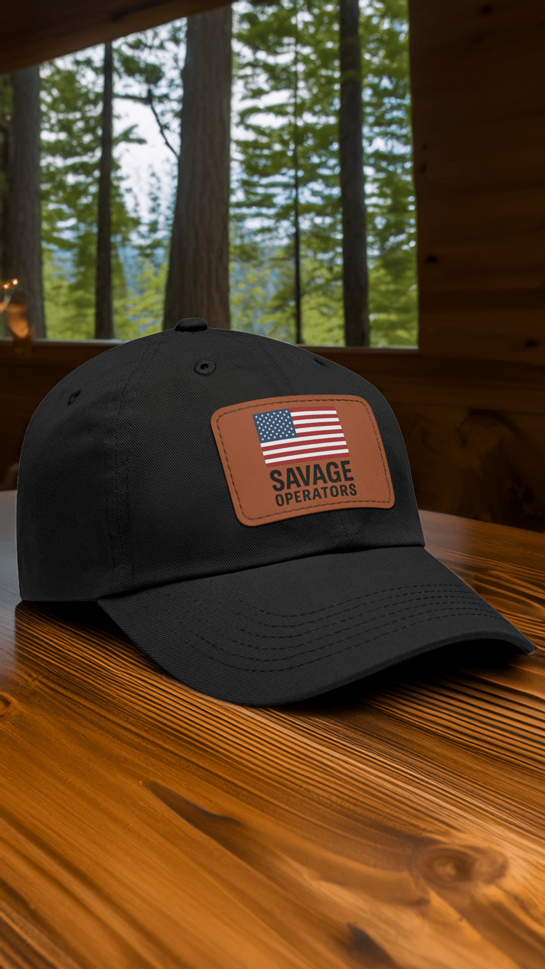 Savage Operators Flag Hat – Leather Patch American Flag Cap (Multi - Color Options) - Savage Operators Tactical Tee | Hats | Savage Operators Clothing | Patriotic Apparel | Military Humor | High Quality Red / Grey patch