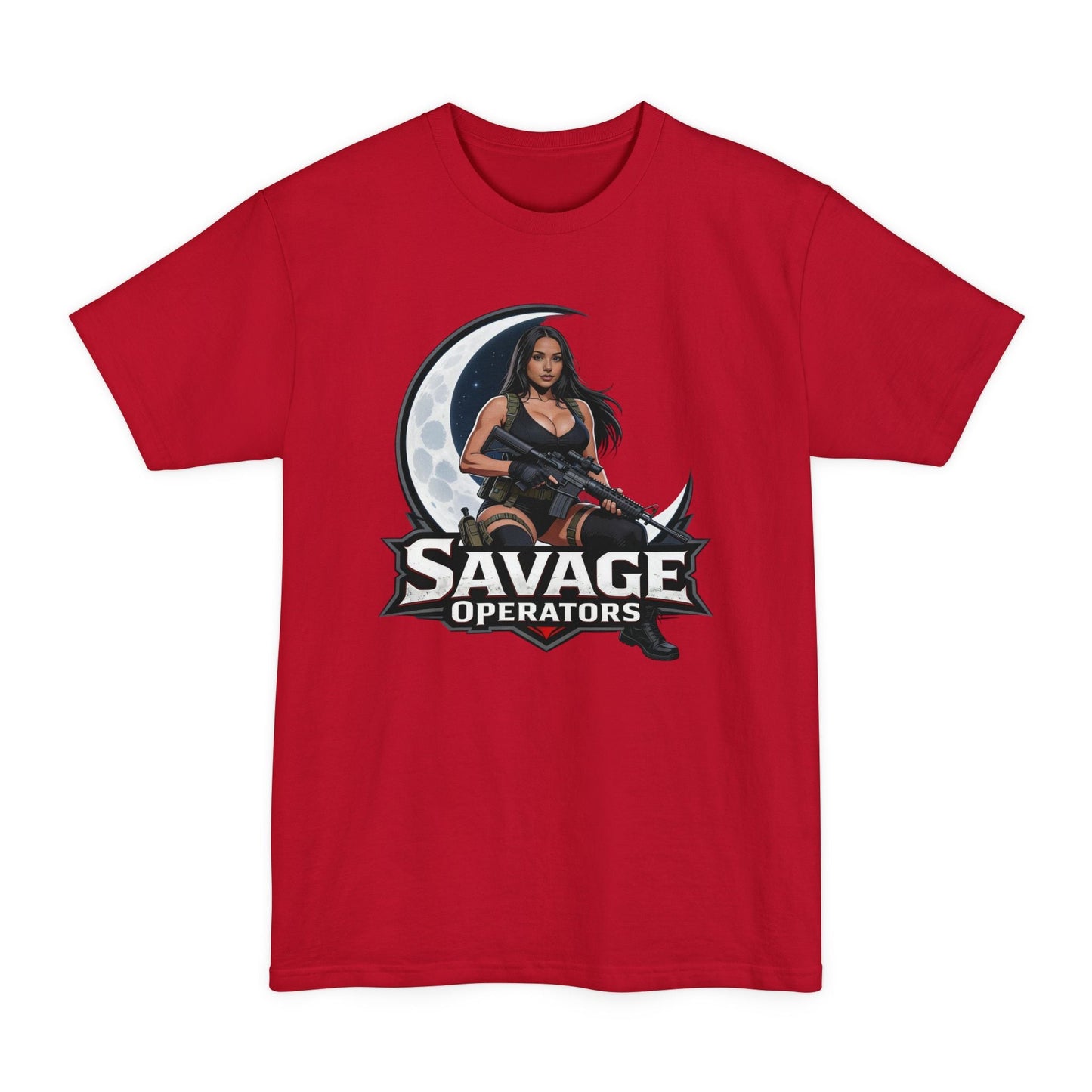Savage Operators Tactical Moon Operator Tall Tee (XLT–4XLT) - Savage Operators Tactical Tee | T-Shirt | Savage Operators Clothing | Patriotic Apparel | Military Humor | High Quality Deep Red