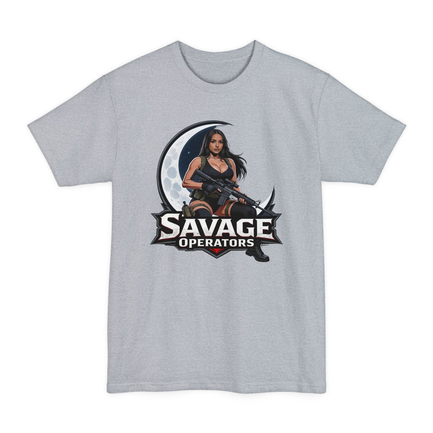 Savage Operators Tactical Moon Operator Tall Tee (XLT–4XLT) - Savage Operators Tactical Tee | T-Shirt | Savage Operators Clothing | Patriotic Apparel | Military Humor | High Quality Light Steel