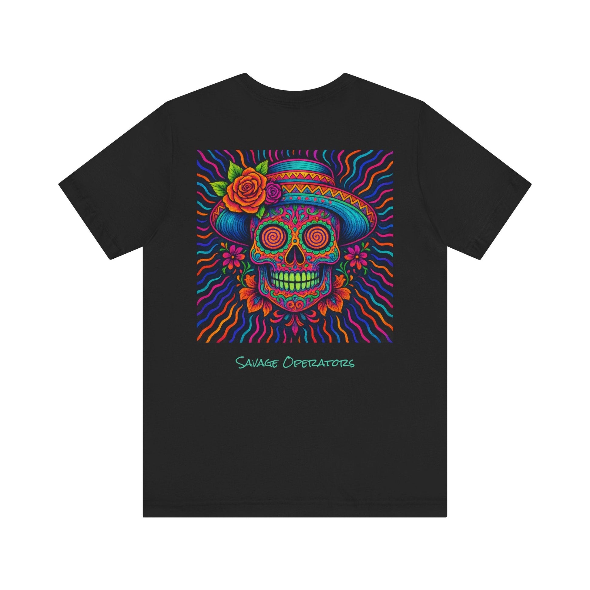 Savage Skull Trip – Trippy Neon Skull Shirt (LIMITED DROP) - BACK PRINT - Savage Operators Tactical Tee | T-Shirt | Savage Operators Clothing | Patriotic Apparel | Military Humor | High Quality Black