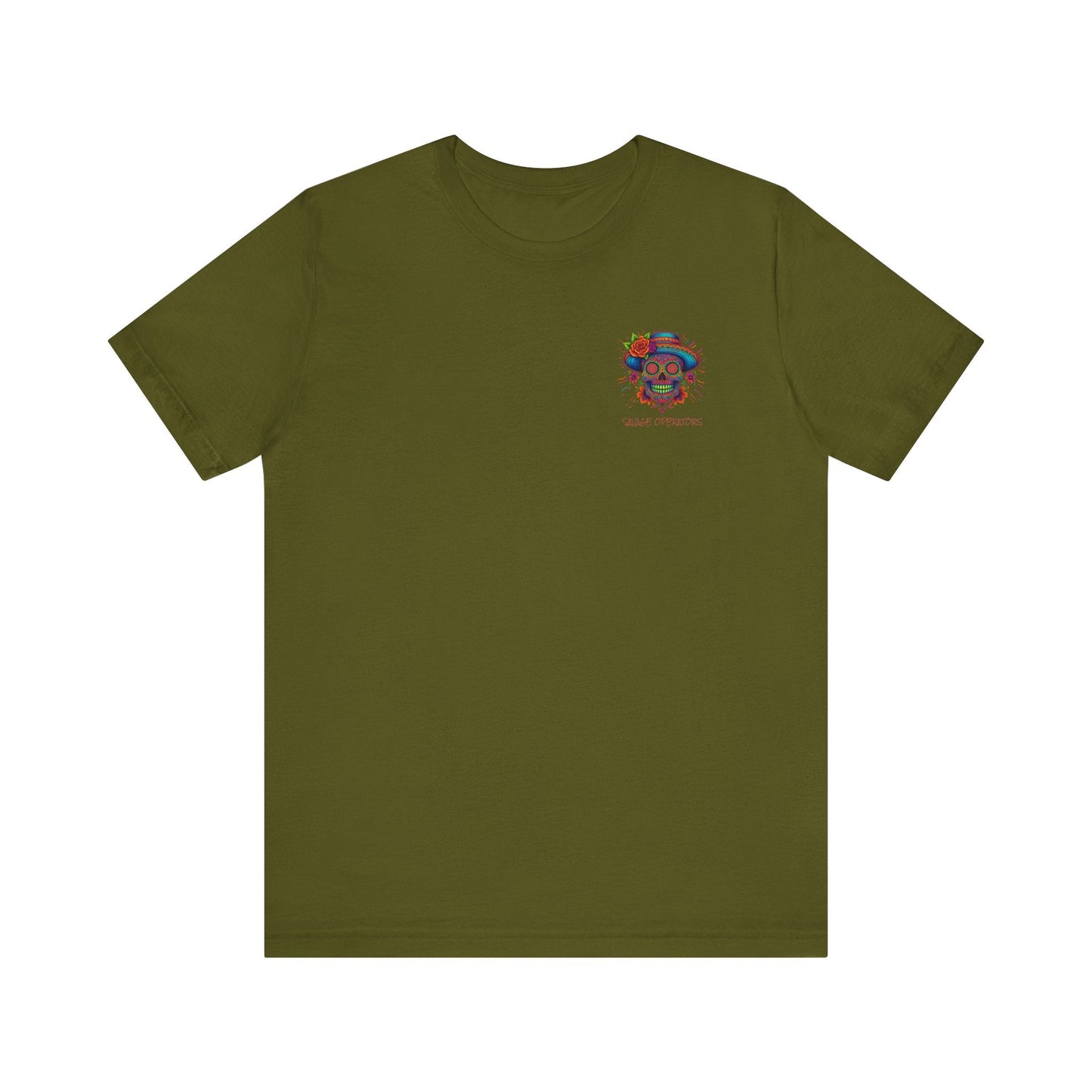 Savage Skull Trip – Trippy Neon Skull Shirt (LIMITED DROP) - BACK PRINT - Savage Operators Tactical Tee | T-Shirt | Savage Operators Clothing | Patriotic Apparel | Military Humor | High Quality Olive