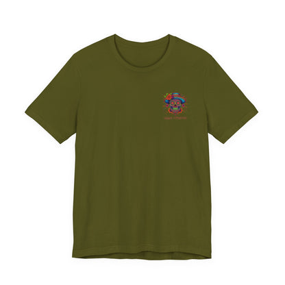 Savage Skull Trip – Trippy Neon Skull Shirt (LIMITED DROP) - BACK PRINT - Savage Operators Tactical Tee | T-Shirt | Savage Operators Clothing | Patriotic Apparel | Military Humor | High Quality Dark Grey Heather