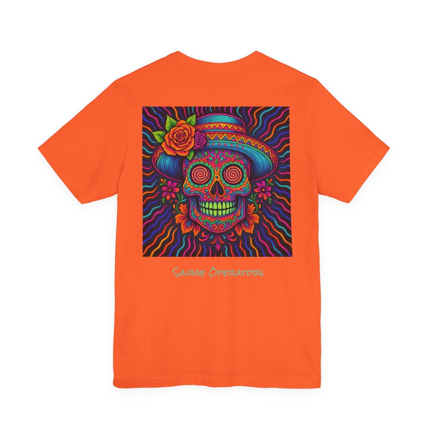 Savage Skull Trip – Trippy Neon Skull Shirt (LIMITED DROP) - BACK PRINT - Savage Operators Tactical Tee | T-Shirt | Savage Operators Clothing | Patriotic Apparel | Military Humor | High Quality Dark Grey Heather