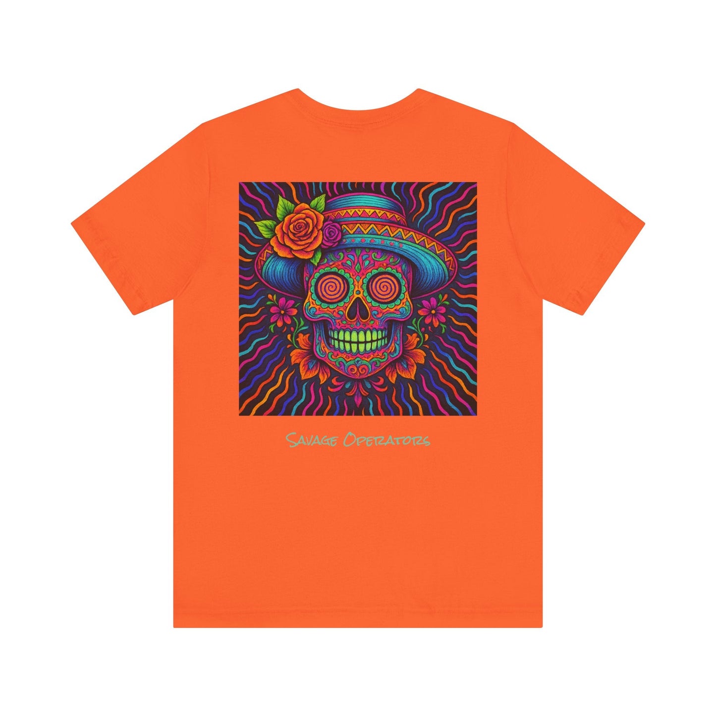 Savage Skull Trip – Trippy Neon Skull Shirt (LIMITED DROP) - BACK PRINT - Savage Operators Tactical Tee | T-Shirt | Savage Operators Clothing | Patriotic Apparel | Military Humor | High Quality Dark Grey Heather
