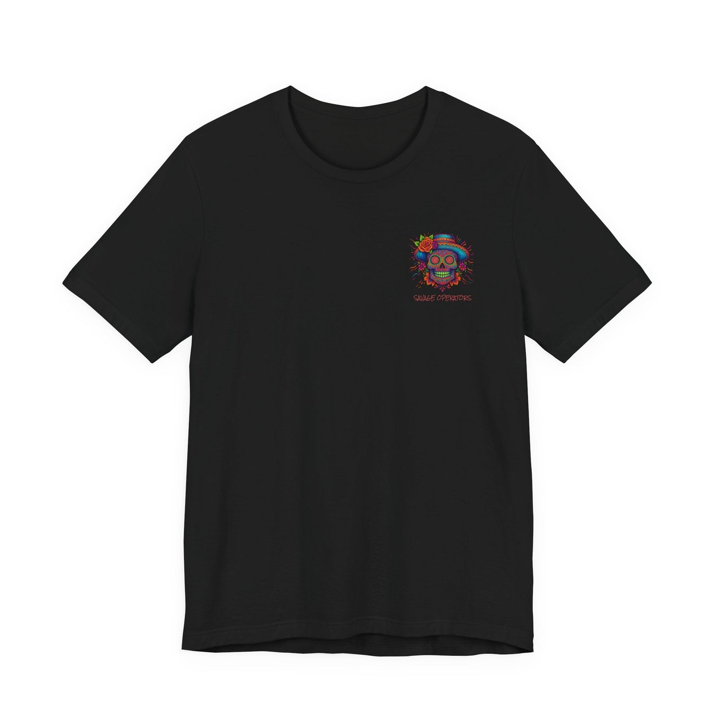 Savage Skull Trip – Trippy Neon Skull Shirt (LIMITED DROP) - BACK PRINT - Savage Operators Tactical Tee | T-Shirt | Savage Operators Clothing | Patriotic Apparel | Military Humor | High Quality Dark Grey Heather