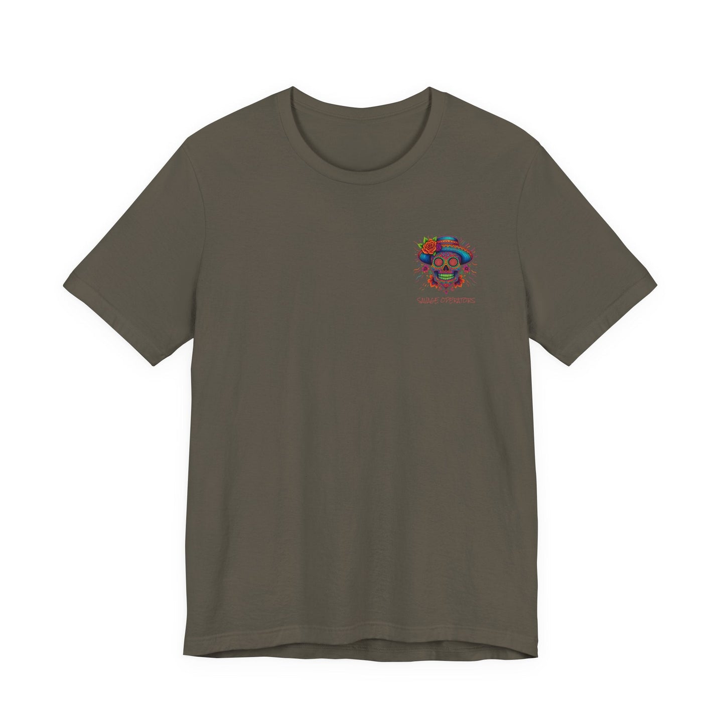 Savage Skull Trip – Trippy Neon Skull Shirt (LIMITED DROP) - BACK PRINT - Savage Operators Tactical Tee | T-Shirt | Savage Operators Clothing | Patriotic Apparel | Military Humor | High Quality Dark Grey Heather