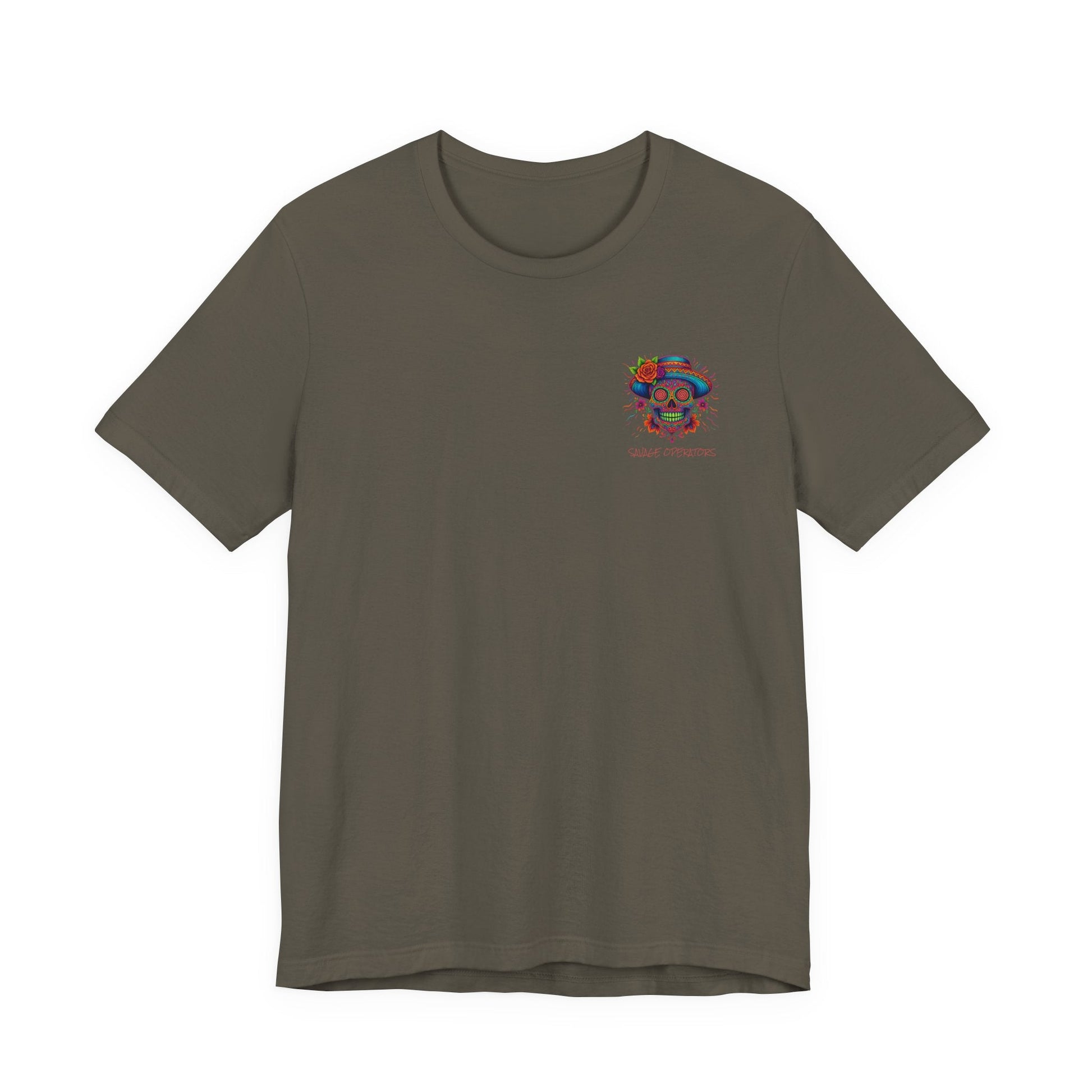 Savage Skull Trip – Trippy Neon Skull Shirt (LIMITED DROP) - BACK PRINT - Savage Operators Tactical Tee | T-Shirt | Savage Operators Clothing | Patriotic Apparel | Military Humor | High Quality Dark Grey Heather